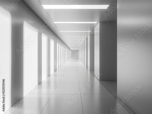 detailed color picture of Empty gray office hall with mock up wall high detail
