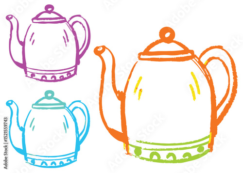 Isolated porcelain teapot with cup for hot tea