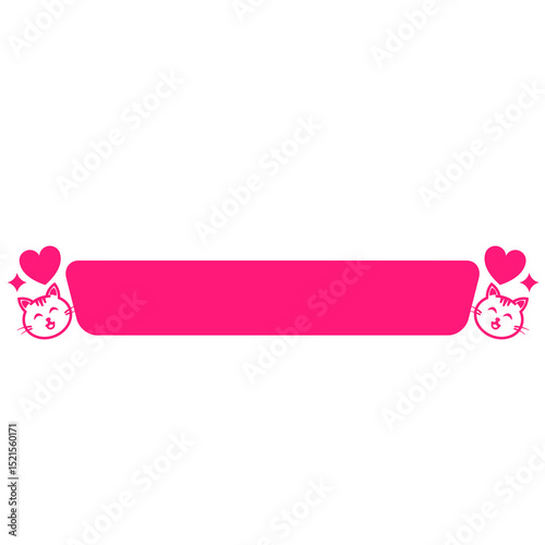 pink cute cat banner label and heart