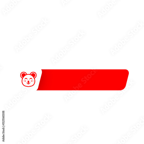 red cute rat banner label
