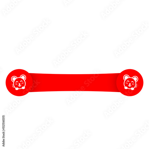 red cute rat curve banner label
