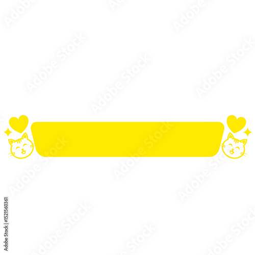 yellow cute cat banner label and heart