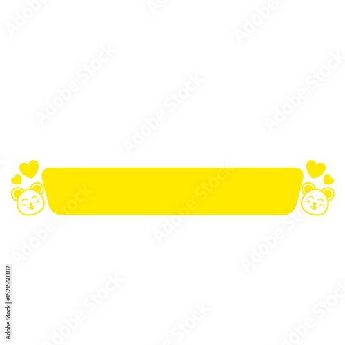 yellow cute rat banner label and heart