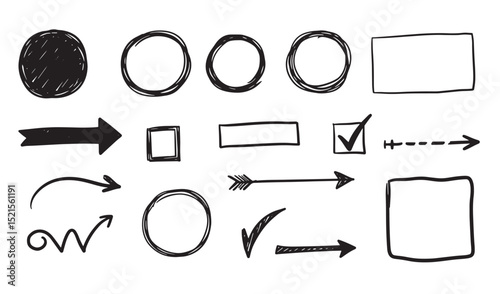 Hand drawn silhouette elements for design, business concepts, presentations and infographics on white background