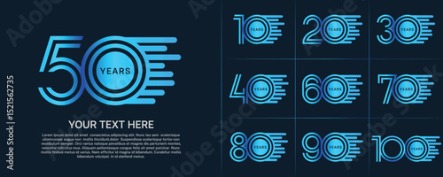 Anniversary logo type set with double line number. blue color can be use special moment