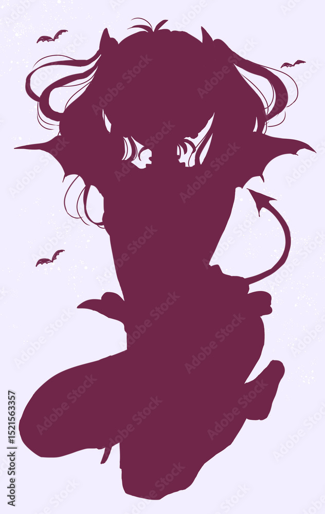 Fototapeta premium 小悪魔風の女性 シルエット