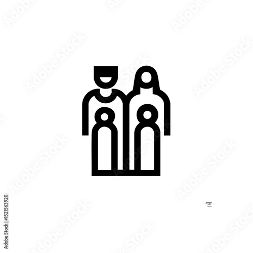 Arabic Family Silhouette - Simple Linear Outline for Cultural Branding