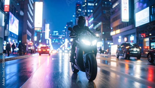 Urban Night Rider - Cyberpunk Cityscape