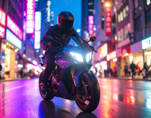 Urban Night Rider - Cyberpunk Cityscape