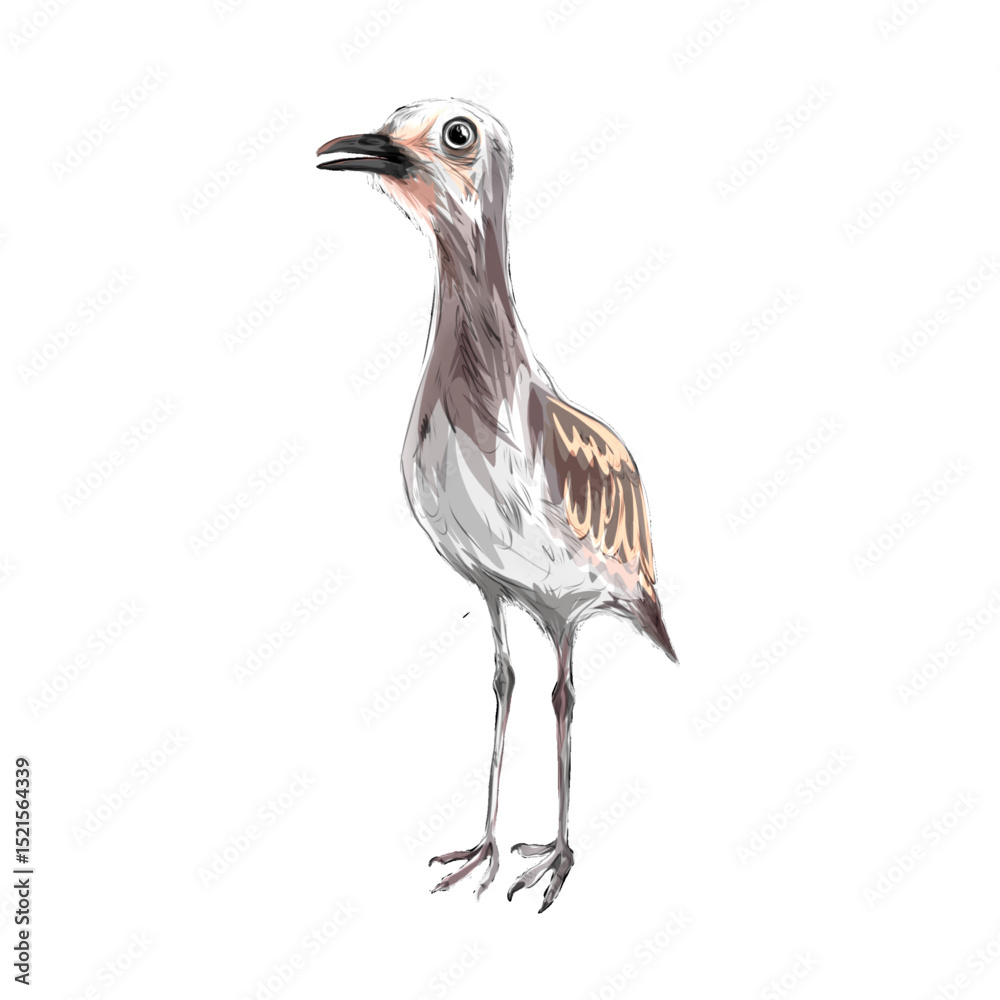 Obraz premium illustration image of Peruvian thick-knee bird (Hesperos Burhinus superciliaris) without background