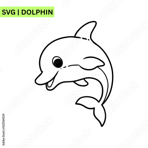 A delightful vector logo design of a cheerful dolphin swimming joyfully, embodying happiness and playfulness in a bright and appealing format.