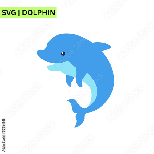 A whimsical dolphin logo template illustrating a cute dolphin leaping over waves, emphasizing joy and excitement in an eye-catching and dynamic design.