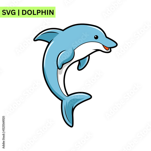 An adorable dolphin logo template featuring a stylized dolphin with a friendly expression, symbolizing fun and innovation in an attractive vector design.