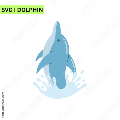 A delightful vector logo featuring a cute dolphin playfully jumping through waves, symbolizing joy and creativity in a modern and vibrant design.