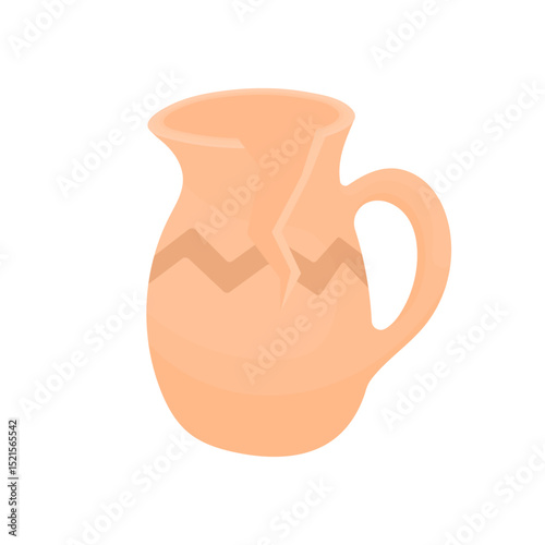 Broken ceramic jug with painting. Archaeological excavations. Antique dishes