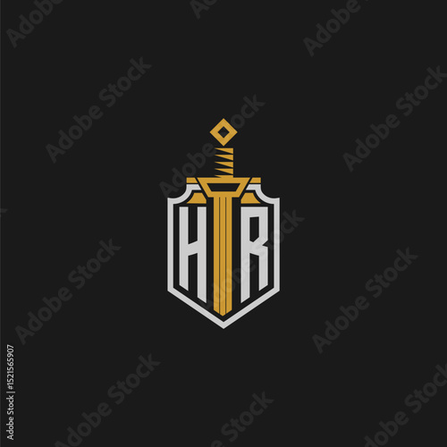 HR initial monogram for shield and sword style image