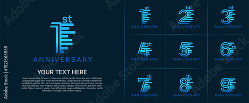Anniversary logo type set with double line number. blue color can be use special moment