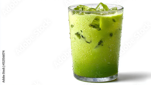 isolated matcha milk tea with boba