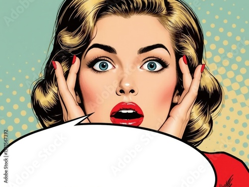 Surprised woman pop art style illustration