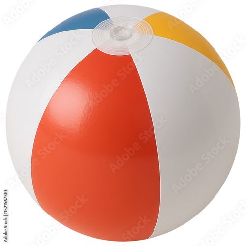 Colorful inflatable beach ball summer fun toy isolated transparent background