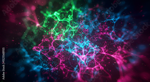 Abstract Colorful Nebula Vibrant Energy and Cosmic Particles