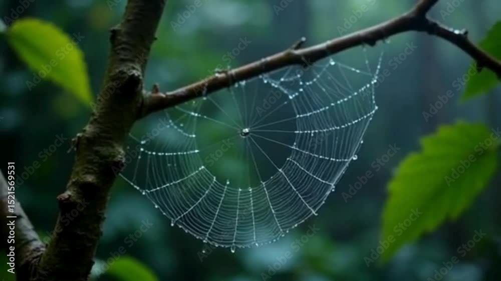 spider web with dew drops