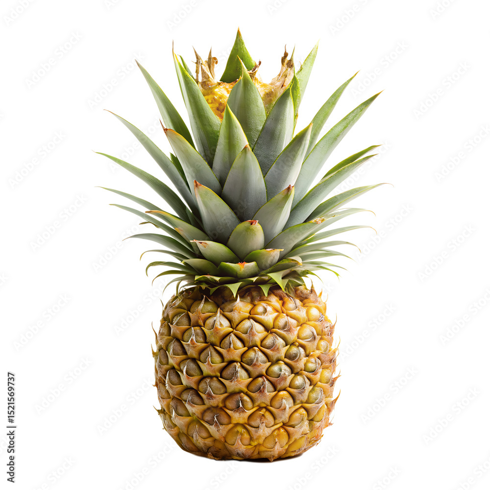 Fototapeta premium Pineapple with crown isolated on transparent background