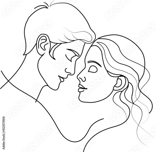 moment captured between two lovers line art vector	