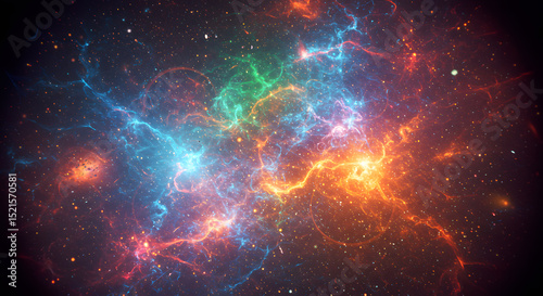 Cosmic Nebula Vibrant Colors and Celestial Energy in Deep Space