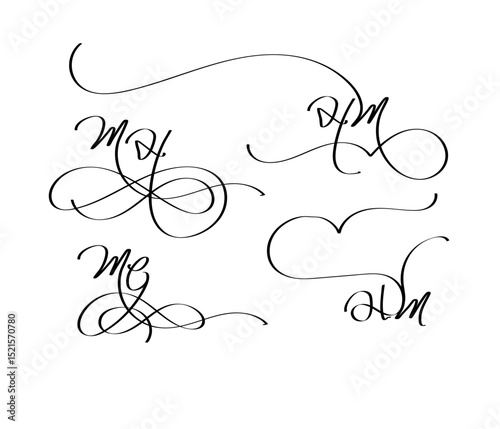 HM Calligraphy Logo – Stylish Overlapping Letters H and M in Monogram Design