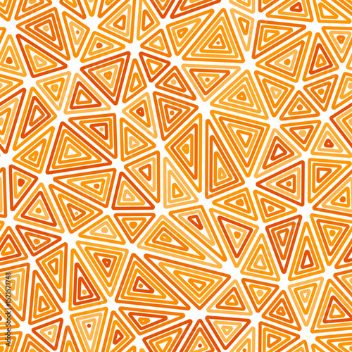 Triangle shapes background. Medium triangles size. Multiple repeated inner triangles. Mono tone colored style. Repeatable pattern. Artistic vector tiles. Seamless vector illustration.