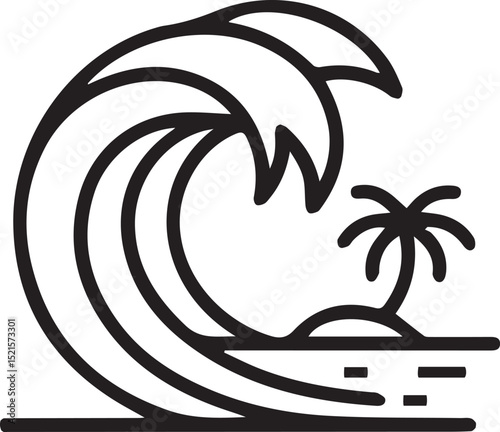 tropical island vector illustration and Minimalist Tropical Island Sunset Illustration