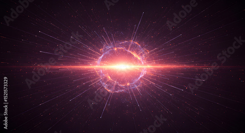 Fiery Cosmic Ring Abstract Space Nebula with Glowing Energy