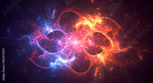 Abstract Fire and Ice Collision A Fiery Celestial Dance of Energy