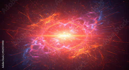 Abstract Cosmic Energy Burst Vibrant Nebula and Glowing Plasma