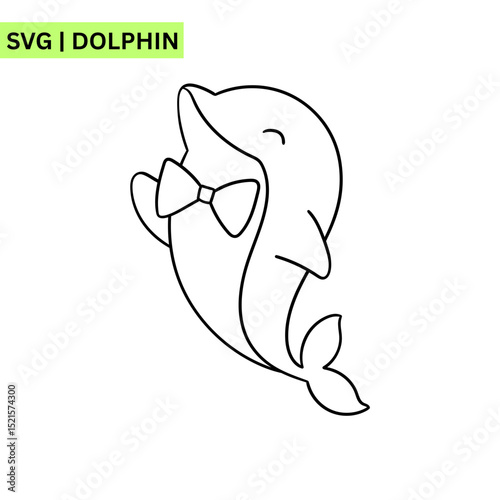 A whimsical dolphin logo template illustrating a cute dolphin leaping over ocean waves, emphasizing excitement and friendliness in a dynamic and colorful design.