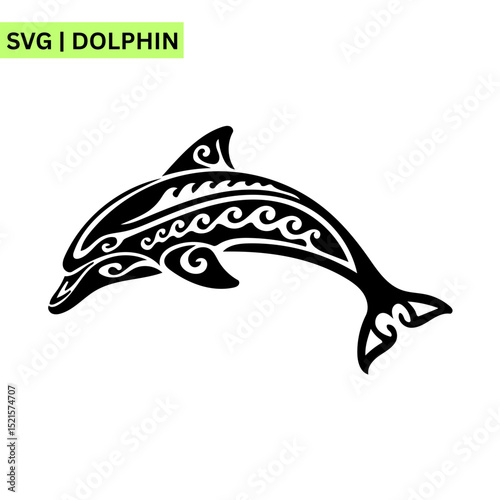 A delightful vector logo featuring a cute dolphin joyfully jumping out of the water, symbolizing happiness and creativity in a vibrant and modern design.
