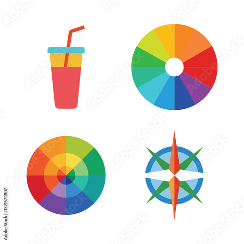 flat color summer element design