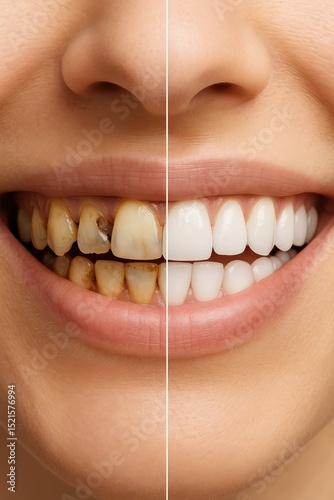 Transformation in dental health showcases the contrast between tooth decay and whitening results
