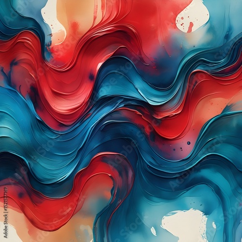 Red and Blue Fluid Wave Abstraction
