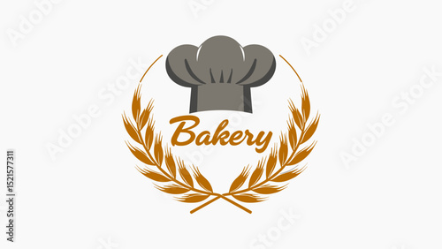 Bakery Icon with Chef Hat and Wheat – Culinary Symbol for Baking, Pastry, and Artisan Bread Design

