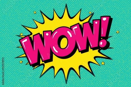 Pop art wow exclamation comic book speech bubble
