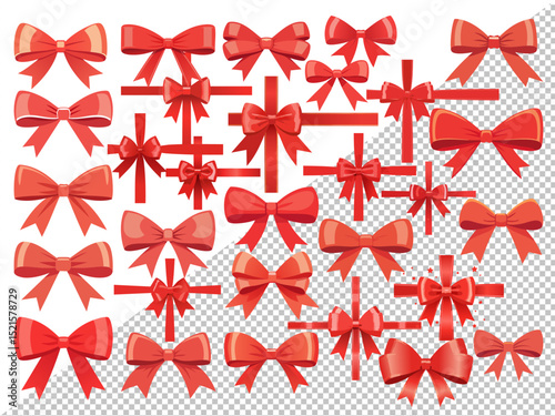 Editable Red Ribbon Illustrations Vector Graphics for Decorative Celebration Design