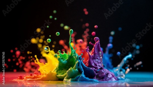 Abstract splash of vibrant rainbow colored liquid