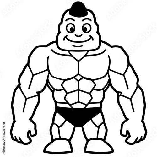 Funny fat boy animal cartoon character playing soccer with a ball illustration