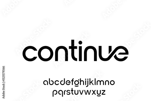 word of continue. modern minimalist clean alphabet font. lowercase bold and  round typography vector illustration design