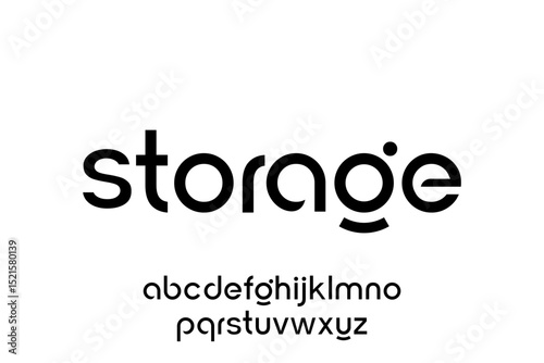 word of storage. modern minimalist clean alphabet font. lowercase bold and  round typography vector illustration design