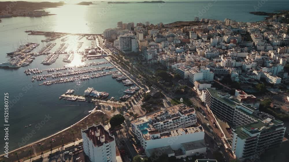 Drone shot in San Antonio, Ibiza.