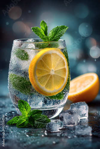 Lemon slice and mint