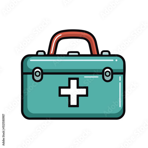 Medical Kit Handle Line and Fill Style Icon Vector: Essential Medical Inventory Concept